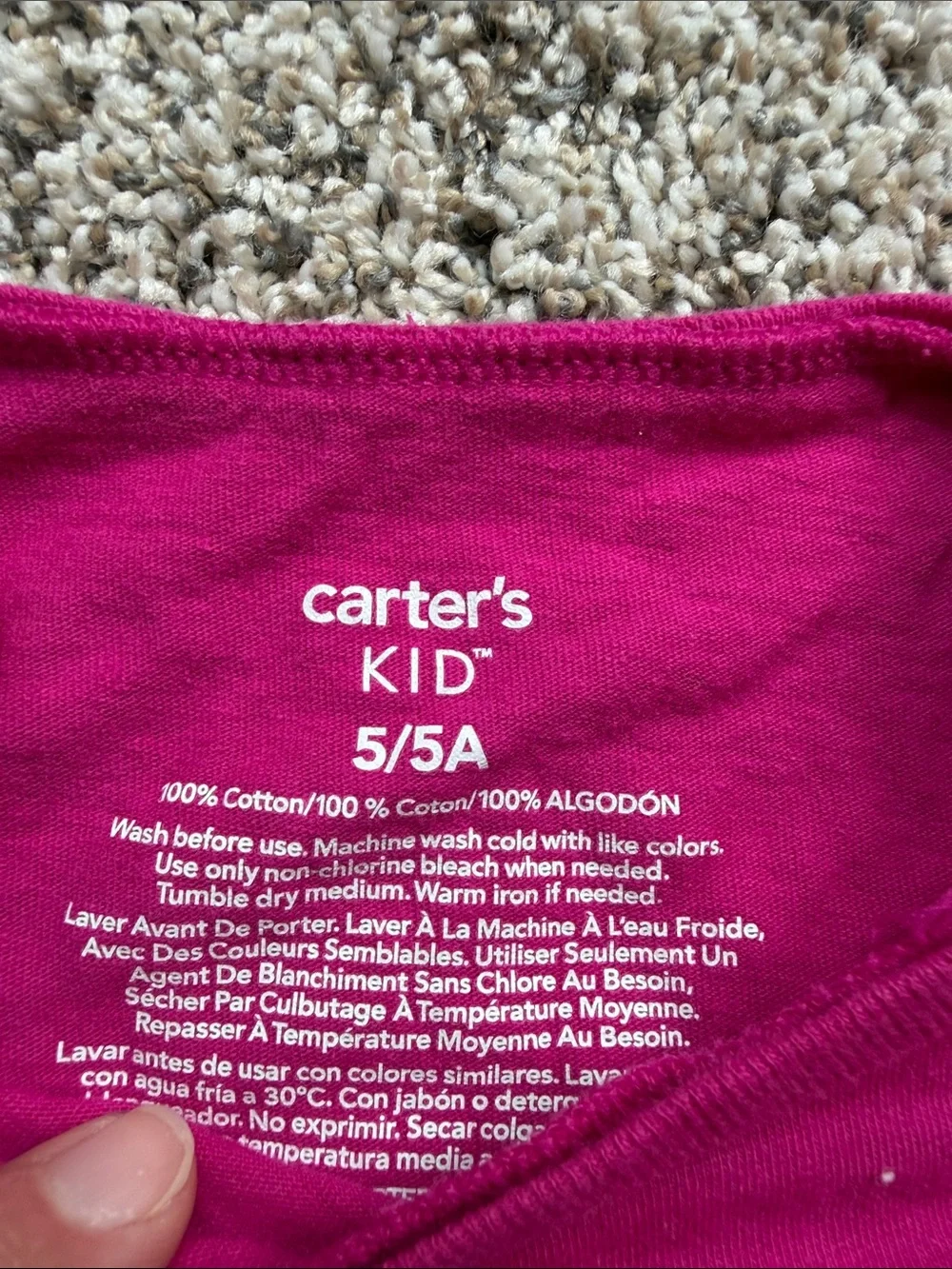 Carter's Girls size 5 Bright Pink Long-Sleeve Dragonfly Tee
